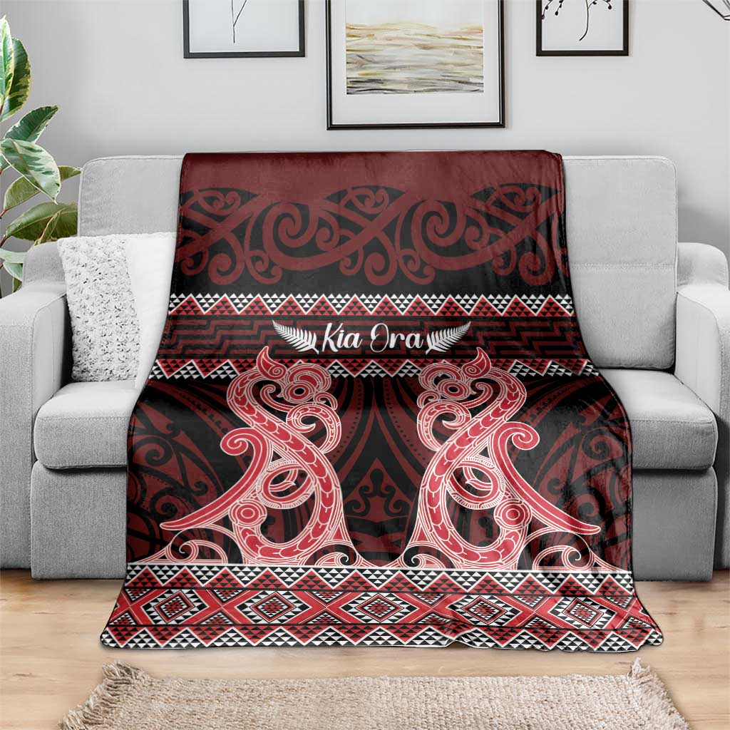 Kia Ora New Zealand Blanket Maori Language Week Whero Taniko Motif - Aussie Hoodie