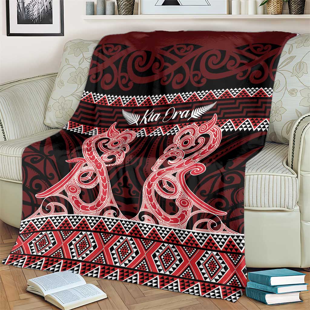 Kia Ora New Zealand Blanket Maori Language Week Whero Taniko Motif - Aussie Hoodie