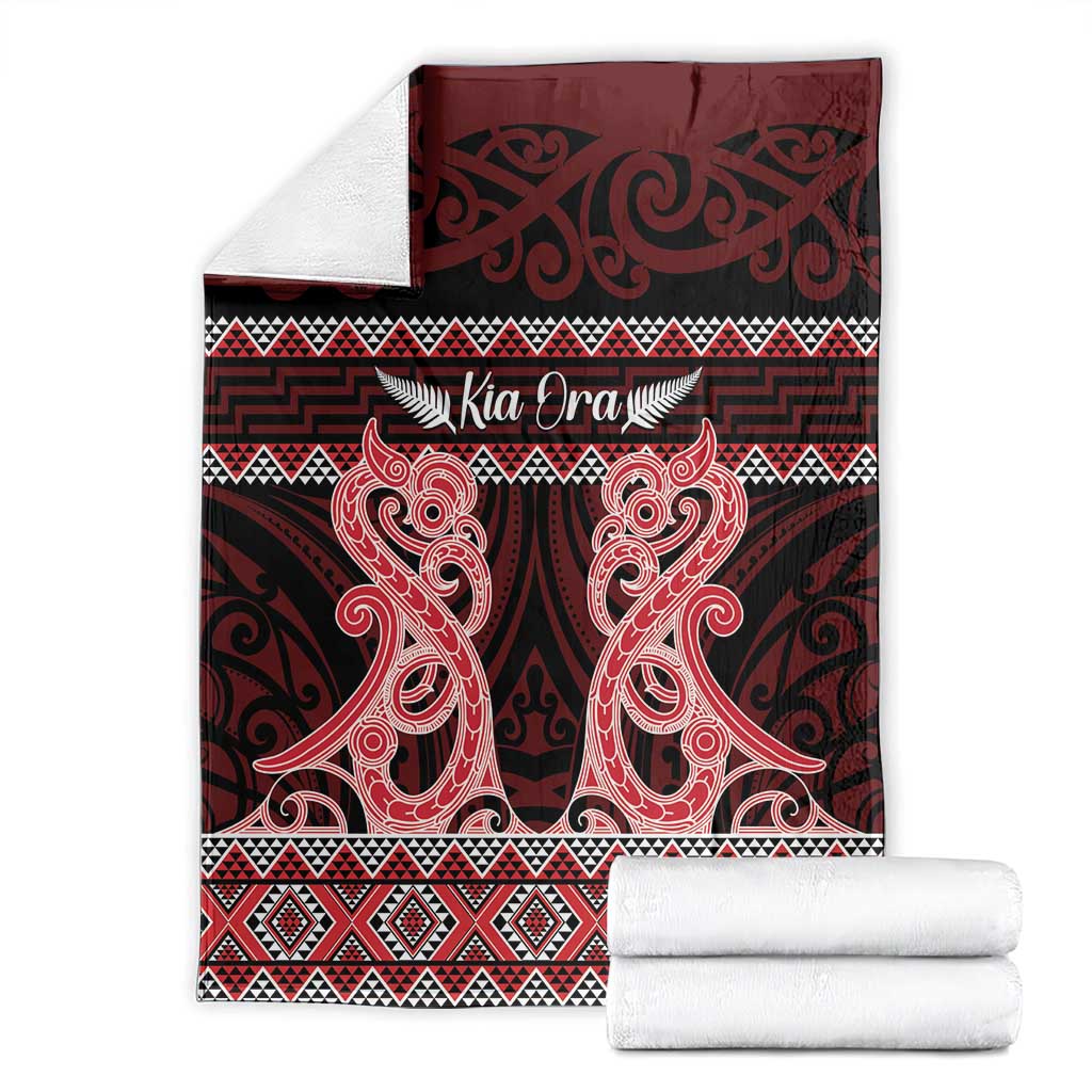 Kia Ora New Zealand Blanket Maori Language Week Whero Taniko Motif - Aussie Hoodie