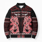 Kia Ora New Zealand Bomber Puffer Jacket Maori Language Week Whero Taniko Motif - Aussie Hoodie