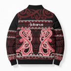 Kia Ora New Zealand Bomber Puffer Jacket Maori Language Week Whero Taniko Motif - Aussie Hoodie