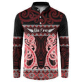 Kia Ora New Zealand Button Sweatshirt Maori Language Week Whero Taniko Motif - Aussie Hoodie