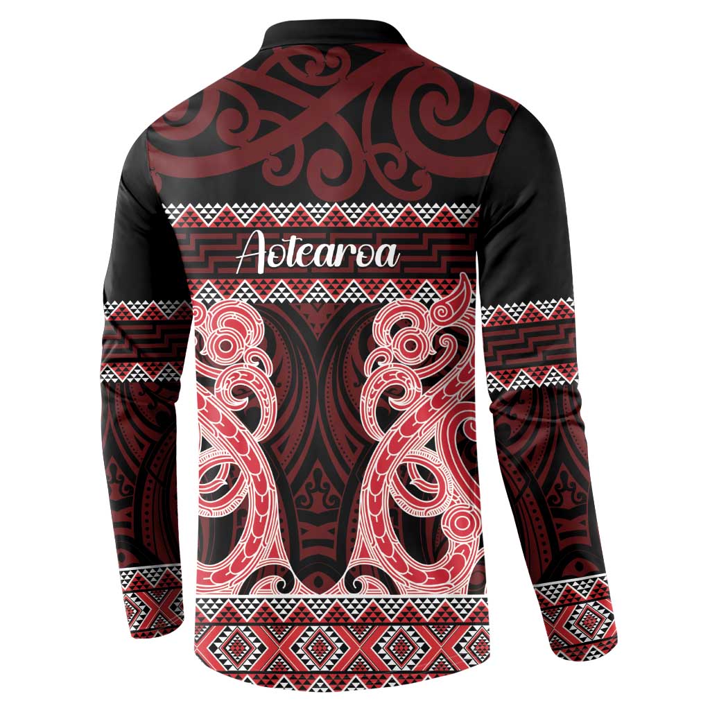 Kia Ora New Zealand Button Sweatshirt Maori Language Week Whero Taniko Motif - Aussie Hoodie