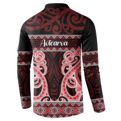Kia Ora New Zealand Button Sweatshirt Maori Language Week Whero Taniko Motif - Aussie Hoodie