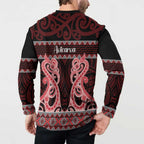 Kia Ora New Zealand Button Sweatshirt Maori Language Week Whero Taniko Motif - Aussie Hoodie