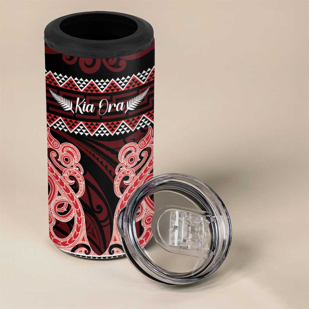 Kia Ora New Zealand 4 in 1 Can Cooler Tumbler Maori Language Week Whero Taniko Motif - Aussie Hoodie
