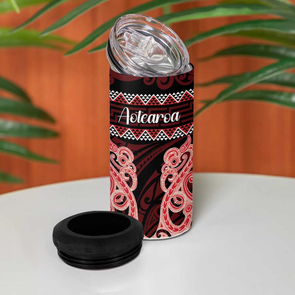 Kia Ora New Zealand 4 in 1 Can Cooler Tumbler Maori Language Week Whero Taniko Motif - Aussie Hoodie