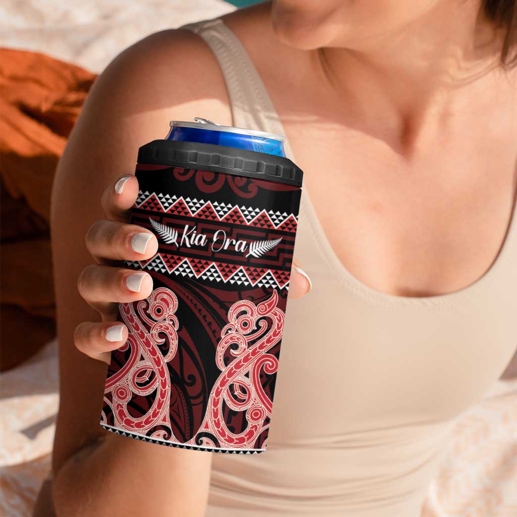 Kia Ora New Zealand 4 in 1 Can Cooler Tumbler Maori Language Week Whero Taniko Motif - Aussie Hoodie