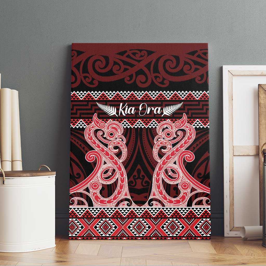 Kia Ora New Zealand Canvas Wall Art Maori Language Week Whero Taniko Motif - Aussie Hoodie