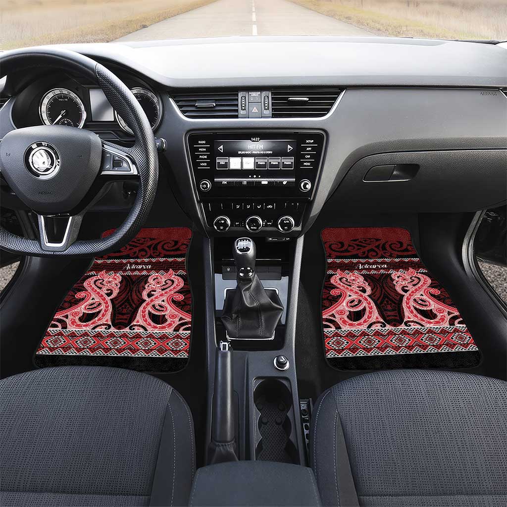 Kia Ora New Zealand Car Mats Maori Language Week Whero Taniko Motif - Aussie Hoodie