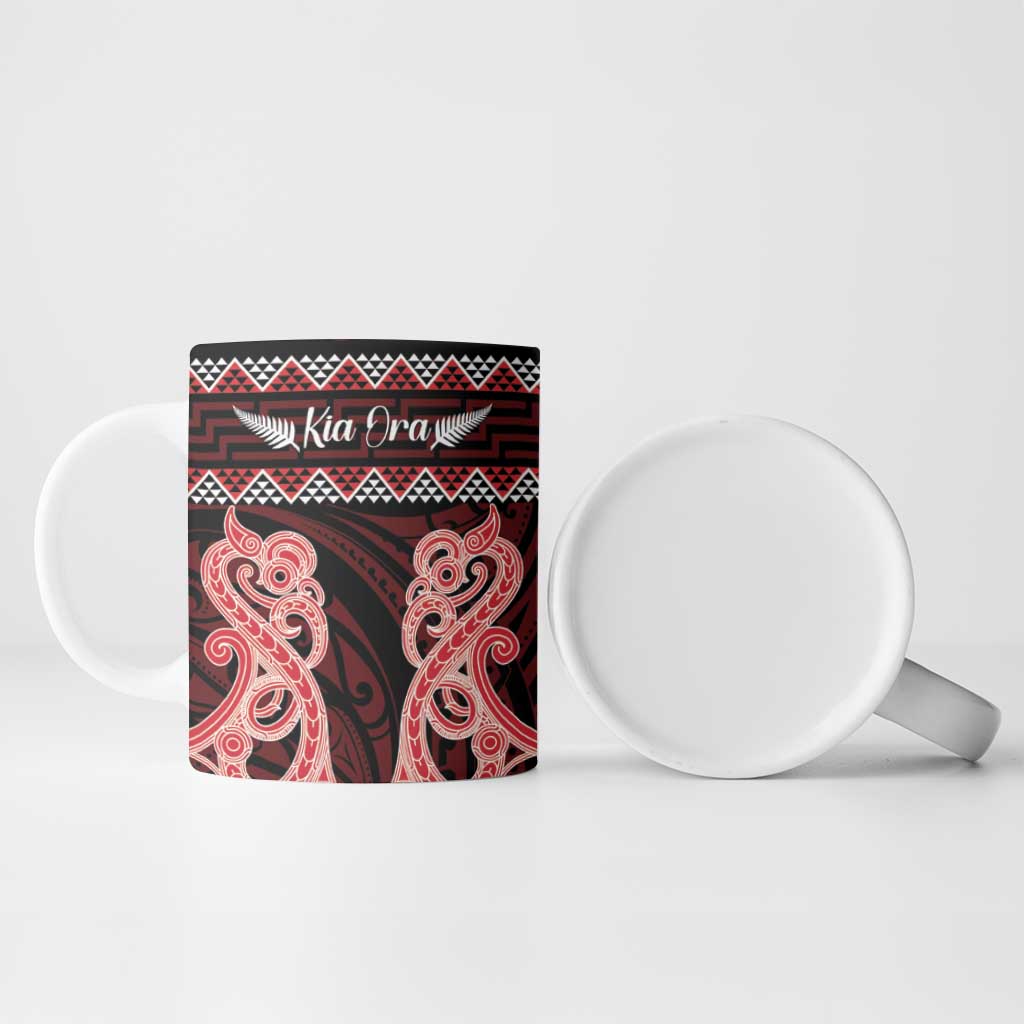 Kia Ora New Zealand Ceramic Mug Maori Language Week Whero Taniko Motif - Aussie Hoodie