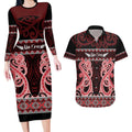 Kia Ora New Zealand Couples Matching Long Sleeve Bodycon Dress and Hawaiian Shirt Maori Language Week Whero Taniko Motif - Aussie Hoodie