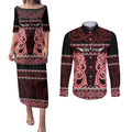 Kia Ora New Zealand Couples Matching Puletasi and Long Sleeve Button Shirt Maori Language Week Whero Taniko Motif - Aussie Hoodie