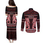 Kia Ora New Zealand Couples Matching Puletasi and Long Sleeve Button Shirt Maori Language Week Whero Taniko Motif - Aussie Hoodie
