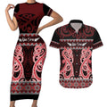 Kia Ora New Zealand Couples Matching Short Sleeve Bodycon Dress and Hawaiian Shirt Maori Language Week Whero Taniko Motif - Aussie Hoodie