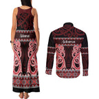 Kia Ora New Zealand Couples Matching Tank Maxi Dress and Long Sleeve Button Shirt Maori Language Week Whero Taniko Motif - Aussie Hoodie