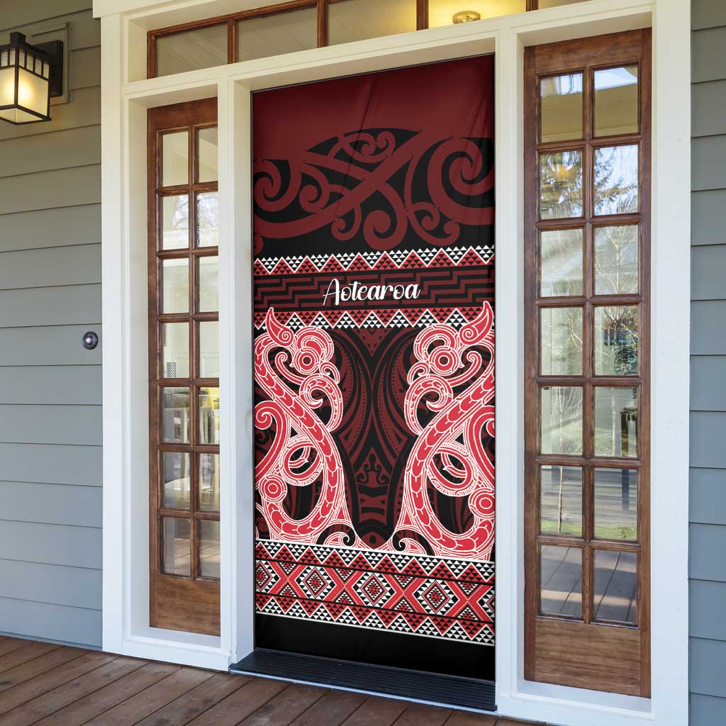 Kia Ora New Zealand Door Cover Maori Language Week Whero Taniko Motif - Aussie Hoodie
