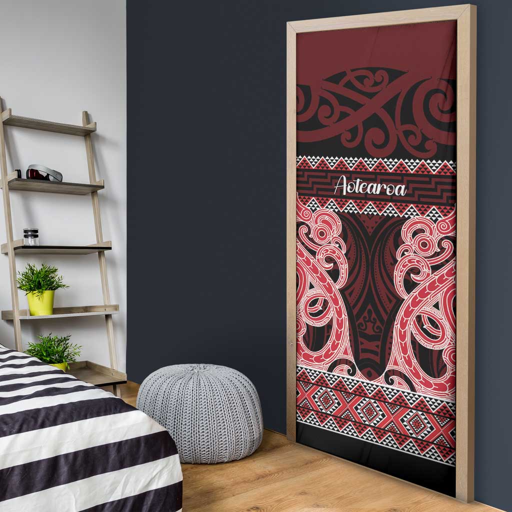 Kia Ora New Zealand Door Cover Maori Language Week Whero Taniko Motif - Aussie Hoodie