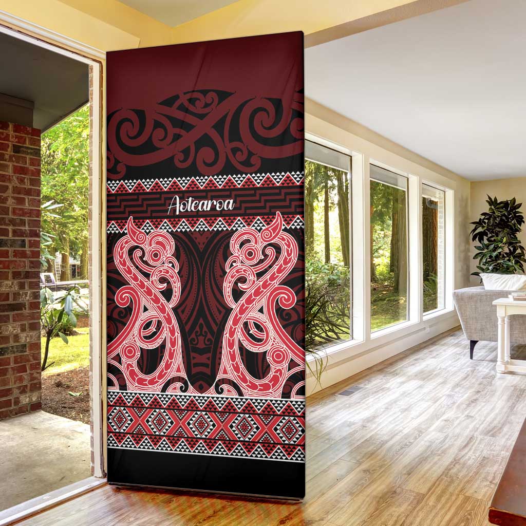 Kia Ora New Zealand Door Cover Maori Language Week Whero Taniko Motif - Aussie Hoodie