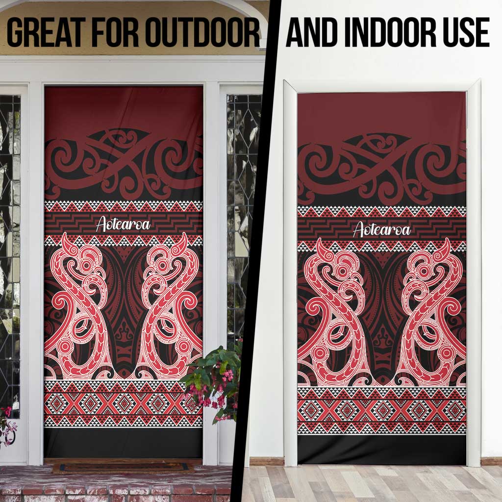 Kia Ora New Zealand Door Cover Maori Language Week Whero Taniko Motif - Aussie Hoodie