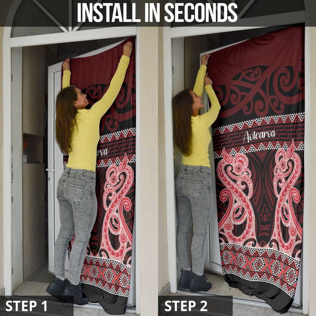Kia Ora New Zealand Door Cover Maori Language Week Whero Taniko Motif - Aussie Hoodie
