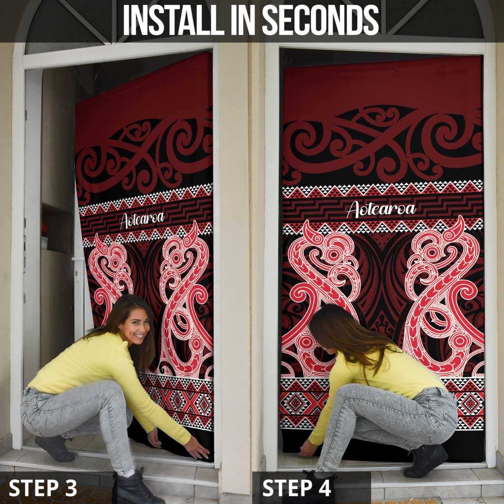 Kia Ora New Zealand Door Cover Maori Language Week Whero Taniko Motif - Aussie Hoodie
