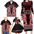 Kia Ora New Zealand Family Matching Long Sleeve Bodycon Dress and Hawaiian Shirt Maori Language Week Whero Taniko Motif - Aussie Hoodie