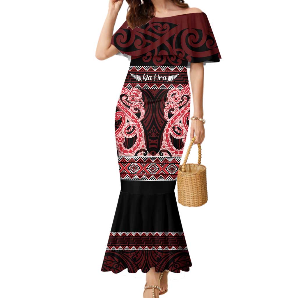 Kia Ora New Zealand Family Matching Mermaid Dress and Hawaiian Shirt Maori Language Week Whero Taniko Motif - Aussie Hoodie