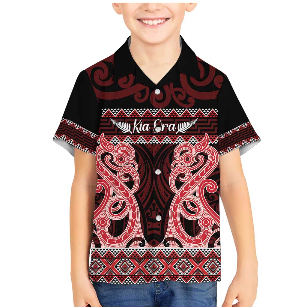 Kia Ora New Zealand Family Matching Mermaid Dress and Hawaiian Shirt Maori Language Week Whero Taniko Motif - Aussie Hoodie