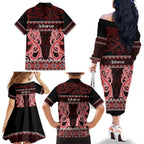 Kia Ora New Zealand Family Matching Off The Shoulder Long Sleeve Dress and Hawaiian Shirt Maori Language Week Whero Taniko Motif - Aussie Hoodie