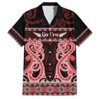 Kia Ora New Zealand Family Matching Off The Shoulder Long Sleeve Dress and Hawaiian Shirt Maori Language Week Whero Taniko Motif - Aussie Hoodie
