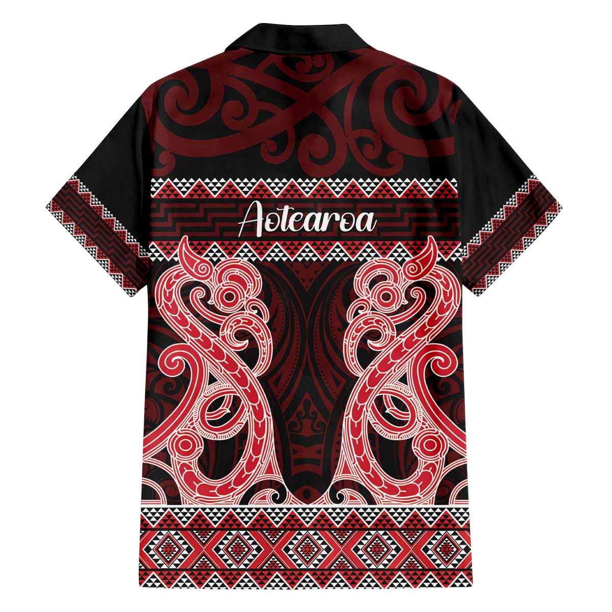 Kia Ora New Zealand Family Matching Off The Shoulder Long Sleeve Dress and Hawaiian Shirt Maori Language Week Whero Taniko Motif - Aussie Hoodie