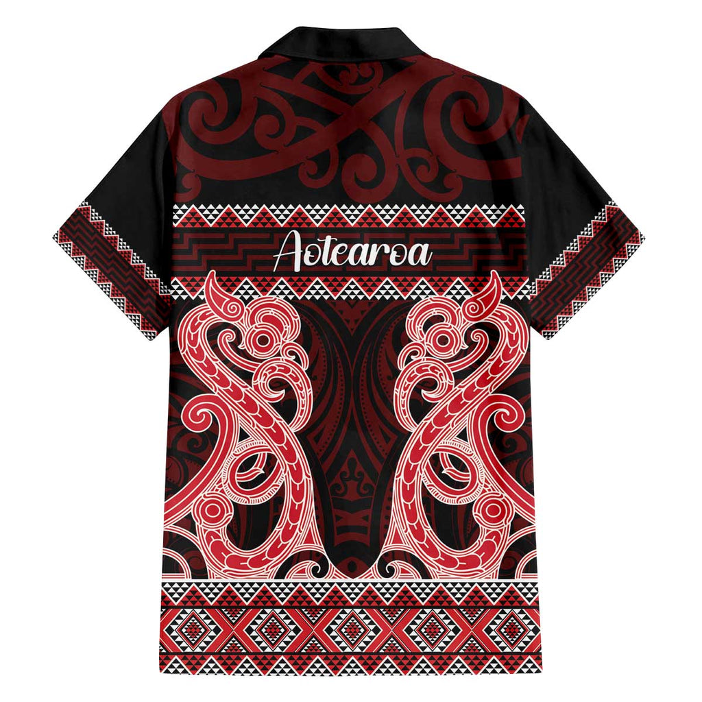 Kia Ora New Zealand Family Matching Off The Shoulder Long Sleeve Dress and Hawaiian Shirt Maori Language Week Whero Taniko Motif - Aussie Hoodie