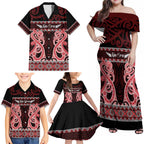 Kia Ora New Zealand Family Matching Off Shoulder Maxi Dress and Hawaiian Shirt Maori Language Week Whero Taniko Motif - Aussie Hoodie