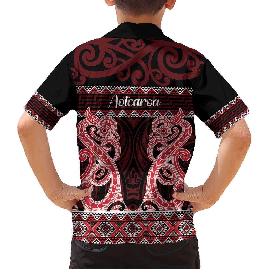 Kia Ora New Zealand Family Matching Off Shoulder Maxi Dress and Hawaiian Shirt Maori Language Week Whero Taniko Motif - Aussie Hoodie