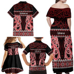 Kia Ora New Zealand Family Matching Off Shoulder Maxi Dress and Hawaiian Shirt Maori Language Week Whero Taniko Motif - Aussie Hoodie