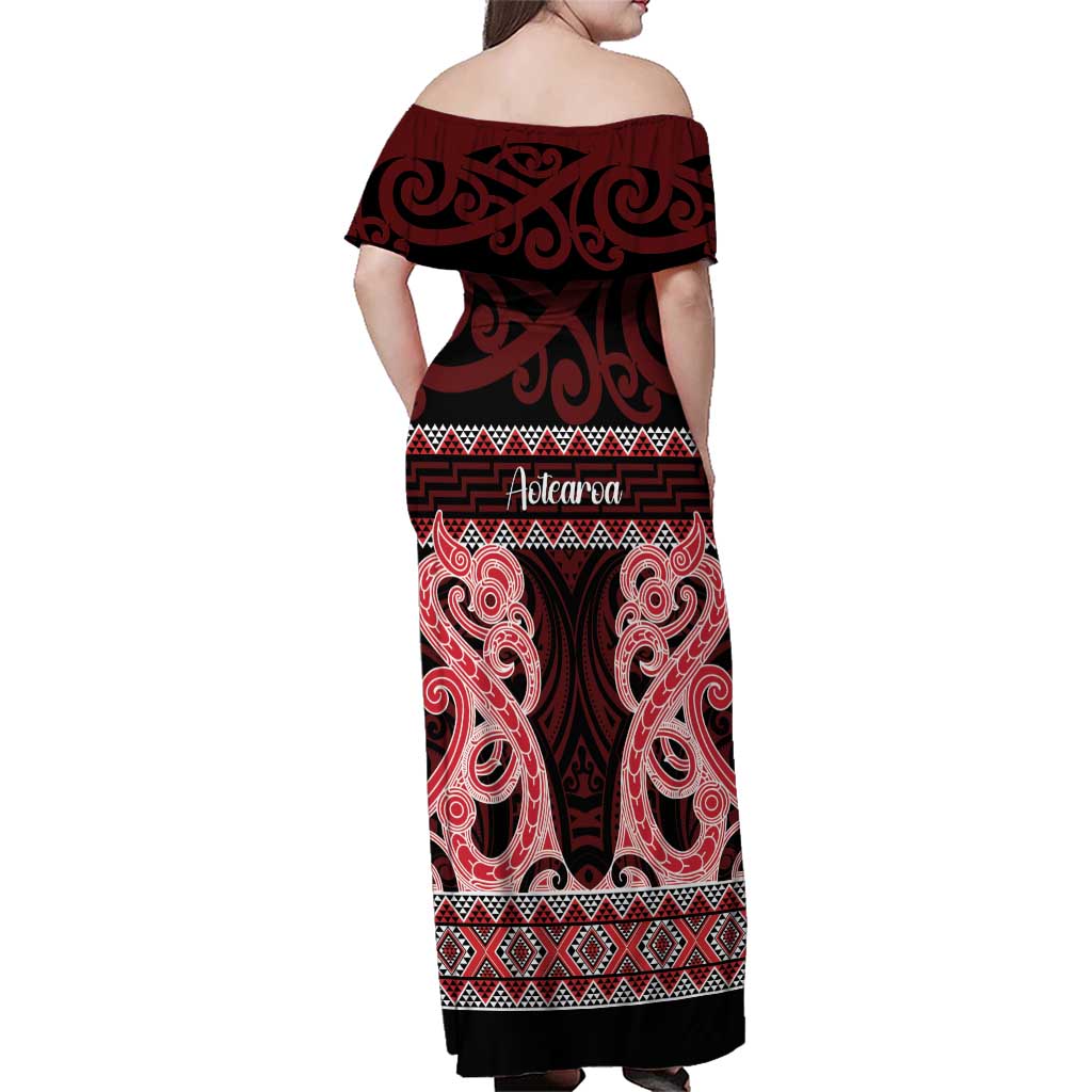 Kia Ora New Zealand Family Matching Off Shoulder Maxi Dress and Hawaiian Shirt Maori Language Week Whero Taniko Motif - Aussie Hoodie