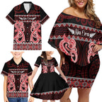 Kia Ora New Zealand Family Matching Off Shoulder Short Dress and Hawaiian Shirt Maori Language Week Whero Taniko Motif - Aussie Hoodie