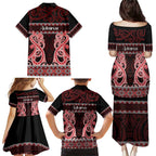 Kia Ora New Zealand Family Matching Puletasi and Hawaiian Shirt Maori Language Week Whero Taniko Motif - Aussie Hoodie