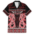 Kia Ora New Zealand Family Matching Puletasi and Hawaiian Shirt Maori Language Week Whero Taniko Motif - Aussie Hoodie