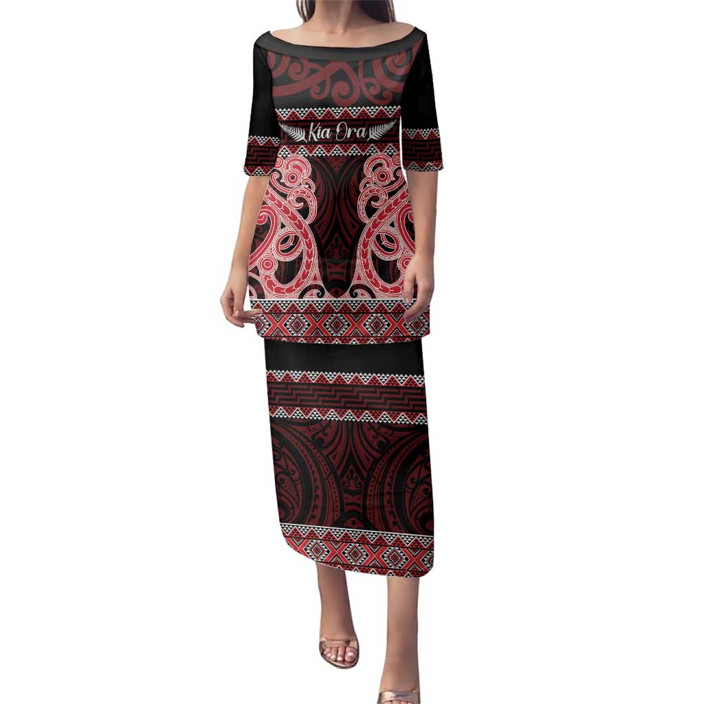 Kia Ora New Zealand Family Matching Puletasi and Hawaiian Shirt Maori Language Week Whero Taniko Motif - Aussie Hoodie