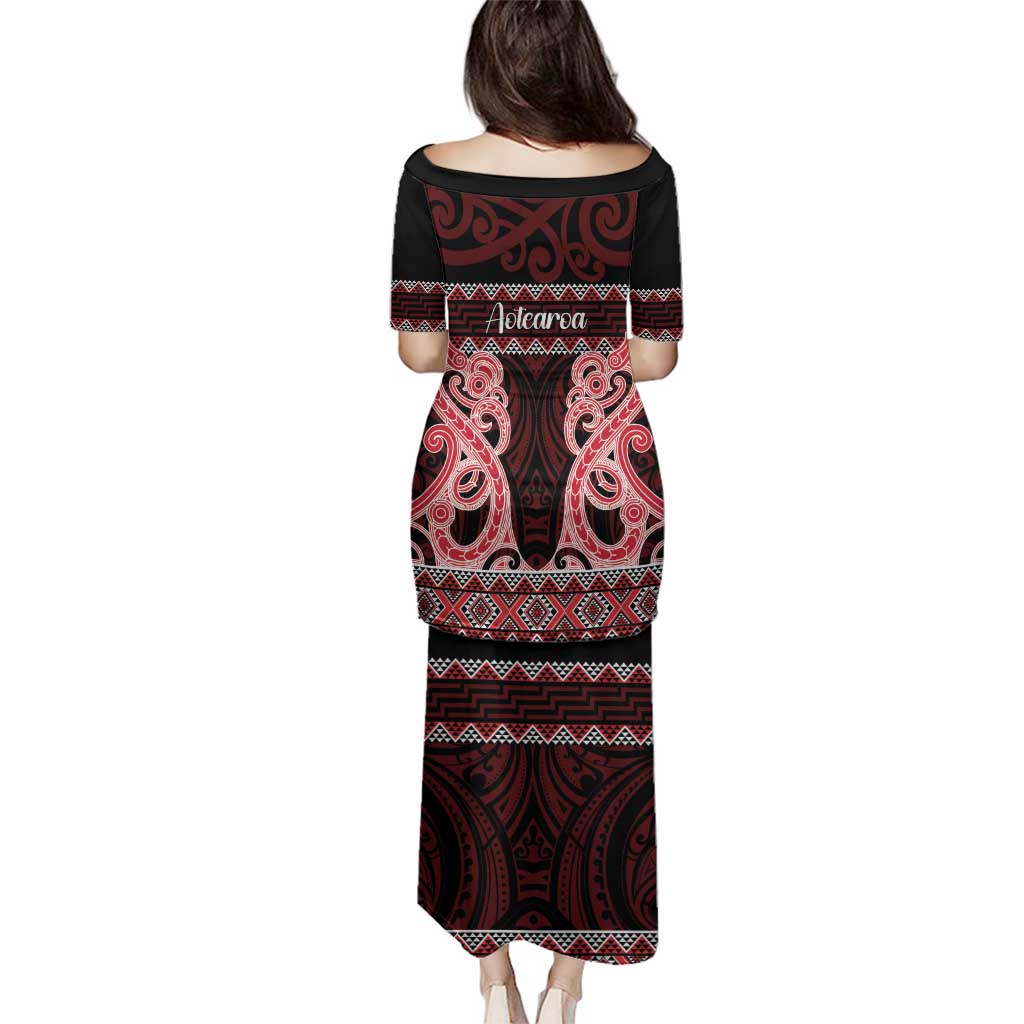 Kia Ora New Zealand Family Matching Puletasi and Hawaiian Shirt Maori Language Week Whero Taniko Motif - Aussie Hoodie