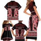 Kia Ora New Zealand Family Matching Short Sleeve Bodycon Dress and Hawaiian Shirt Maori Language Week Whero Taniko Motif - Aussie Hoodie
