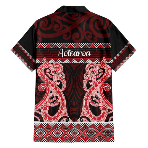 Kia Ora New Zealand Family Matching Short Sleeve Bodycon Dress and Hawaiian Shirt Maori Language Week Whero Taniko Motif - Aussie Hoodie
