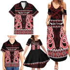 Kia Ora New Zealand Family Matching Summer Maxi Dress and Hawaiian Shirt Maori Language Week Whero Taniko Motif - Aussie Hoodie