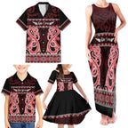 Kia Ora New Zealand Family Matching Tank Maxi Dress and Hawaiian Shirt Maori Language Week Whero Taniko Motif - Aussie Hoodie