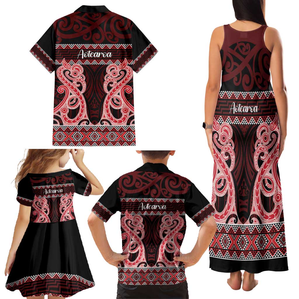 Kia Ora New Zealand Family Matching Tank Maxi Dress and Hawaiian Shirt Maori Language Week Whero Taniko Motif - Aussie Hoodie