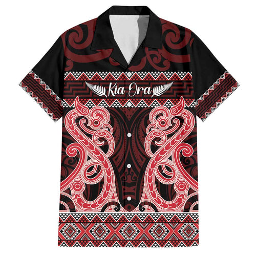 Kia Ora New Zealand Family Matching Tank Maxi Dress and Hawaiian Shirt Maori Language Week Whero Taniko Motif - Aussie Hoodie