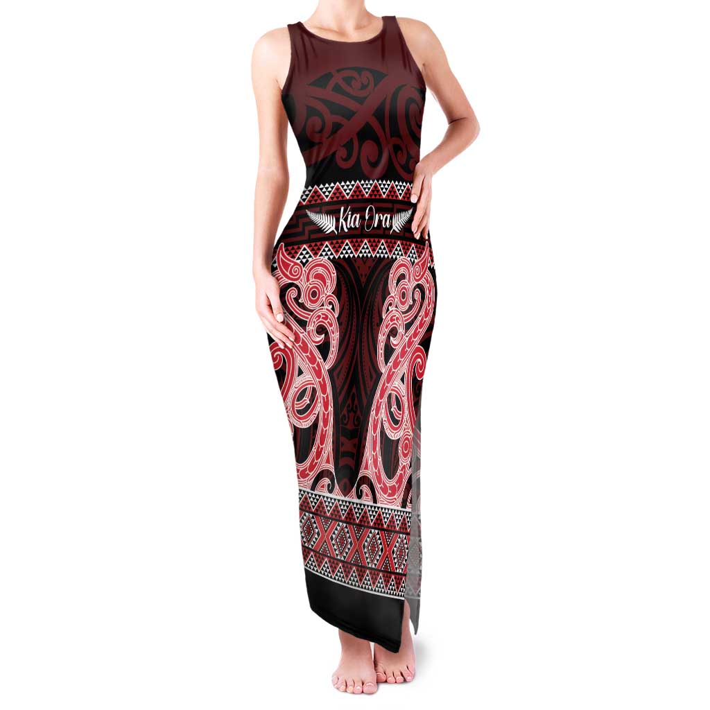 Kia Ora New Zealand Family Matching Tank Maxi Dress and Hawaiian Shirt Maori Language Week Whero Taniko Motif - Aussie Hoodie