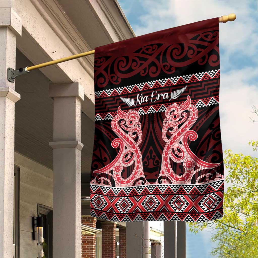 Kia Ora New Zealand Garden Flag Maori Language Week Whero Taniko Motif - Aussie Hoodie